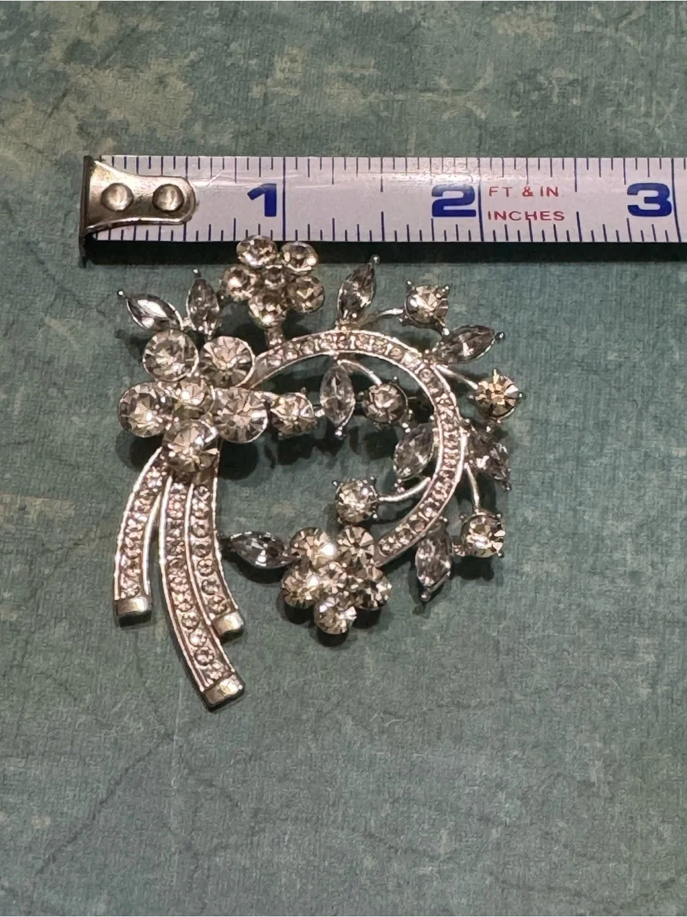 CHARTER CLUB SILVER TONE AND CLEAR RHINESTONES BROOCH
